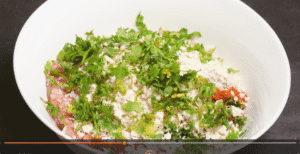 chicken kabab mixture with spices and fresh coriander